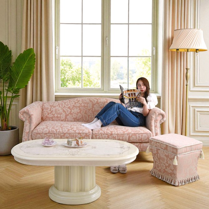 ロココ調 エトワール ブランシュ タッセル スツール ボニータ ピンク