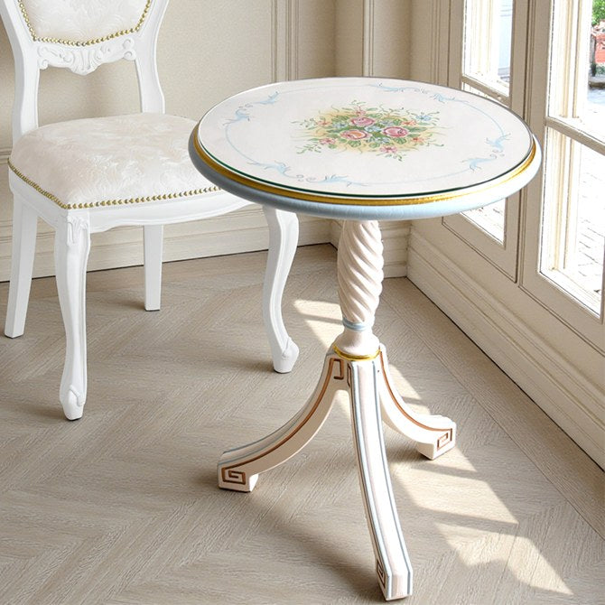 ロココ調 ROCOCO アントワネット カフェテーブル ブルー ガラス天板