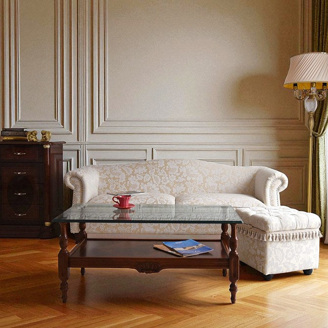 収納スツール ヨーロピアン アンティーク調 オットマン 幅46cm