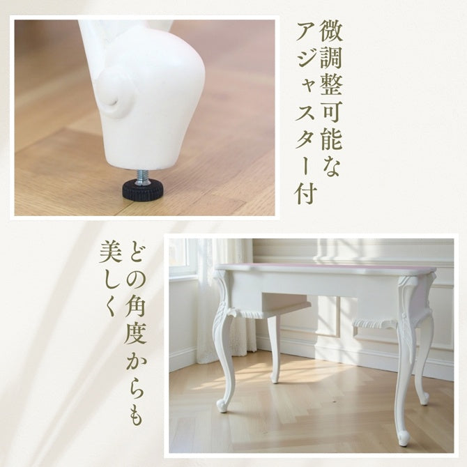 ロココ調 アンリヴェルデ デスク アイボリー 幅100cm 姫系 机 猫脚