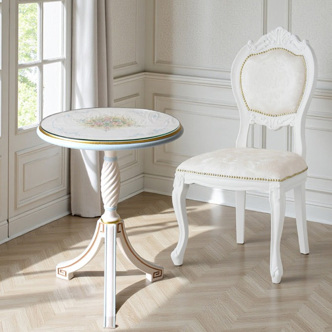 ロココ調 ROCOCO アントワネット カフェテーブル ブルー ガラス天板