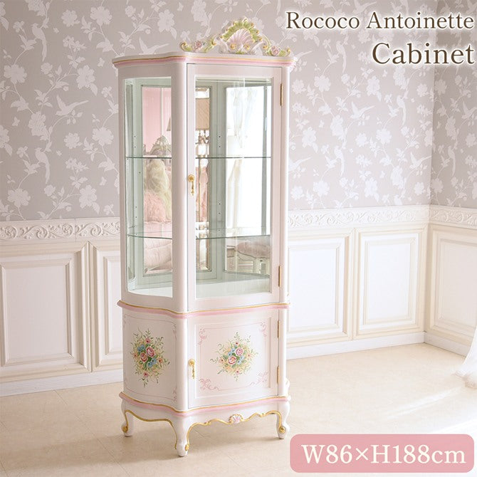 ロココ調姫家具シャビーシックアンティーク花柄キャビネット値下げしました ロココ調 アントワネット 姫系 収納家具 豪華2点セット キャビネット