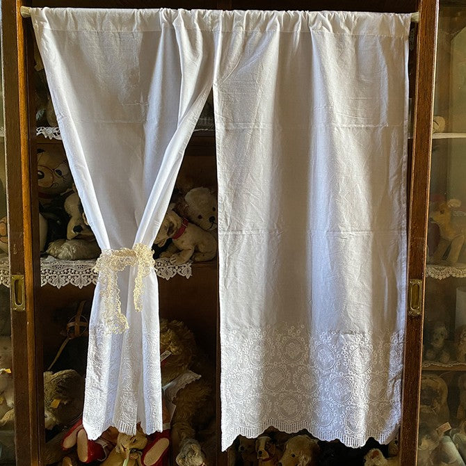 レース カフェカーテン のれんタイプ 85×90cm ｜姫系輸入家具
