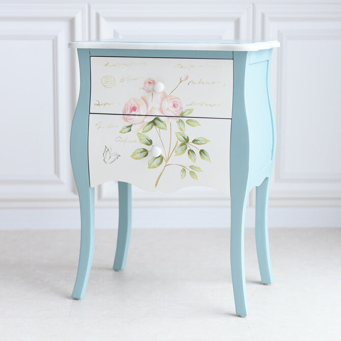 花柄の2段引き出しキャビネットチェスト世界にひとつだけの花ハンド