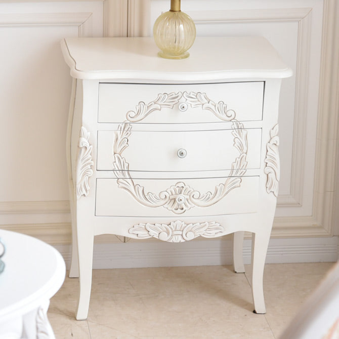 k414r120 イタリア製 ロココ調サイドチェスト 3段 白家具 姫系 ピンク